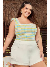 Carregar imagem no visualizador da galeria, Conjunto De Cropped Com Decote Quadrado E Short