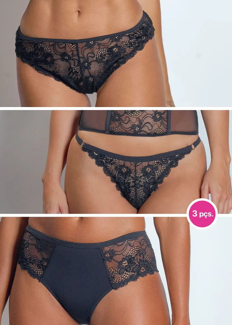 Coleção Jasmine 3 peças PRETO